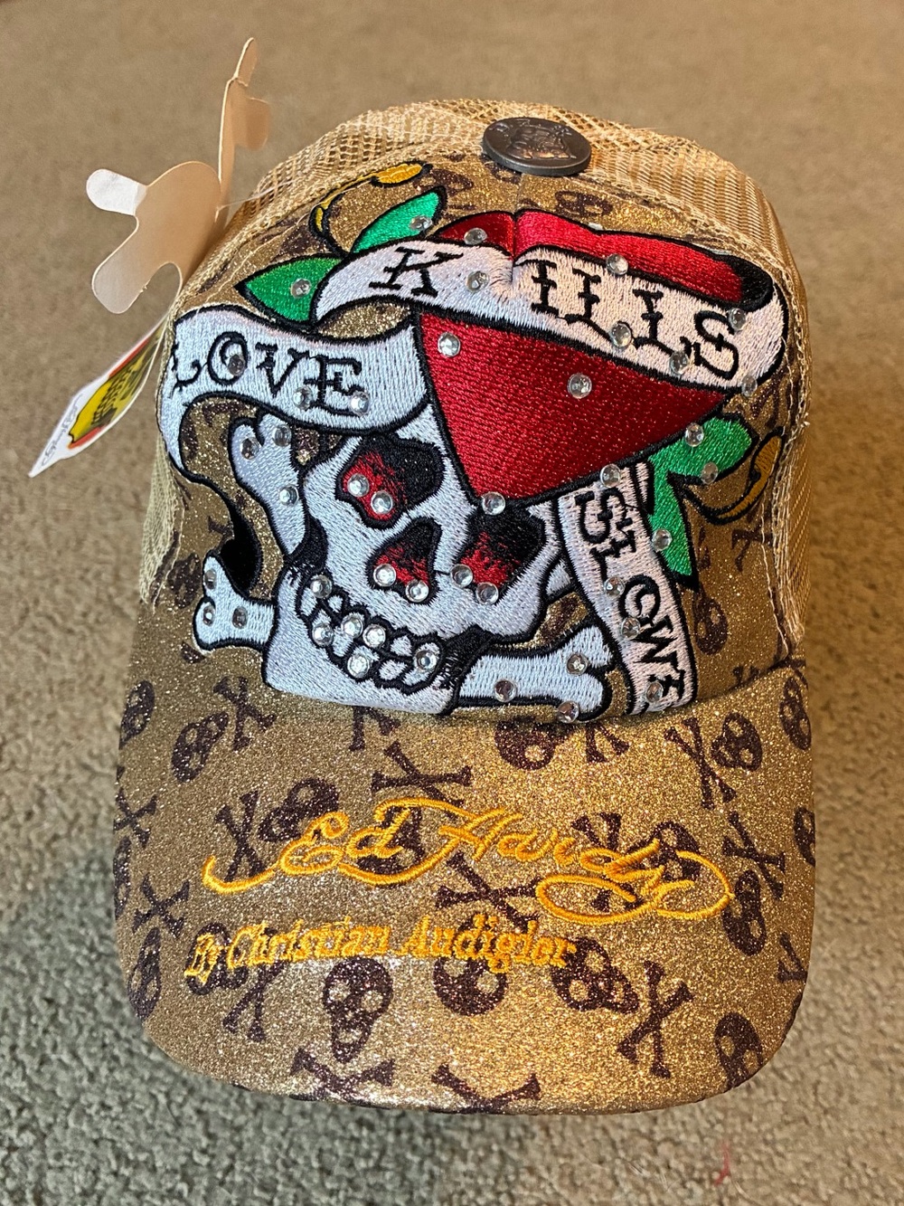 Vintage Tattoo Wear ED HARDY Christian Audiger Snapback Trucker Hat Baseball Cap
